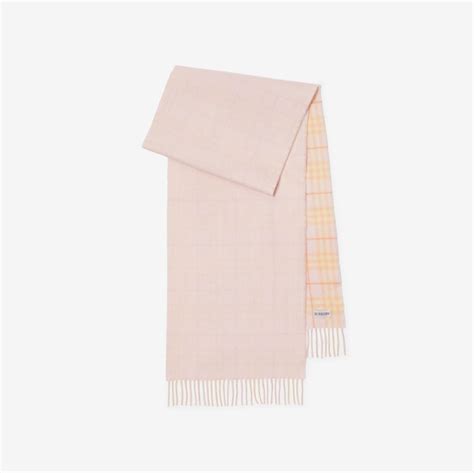 Reversible Check Cashmere Scarf in Cameo 